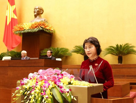 Chủ tịch Quốc hội Nguyễn Thị Kim Ngân phát biểu nhậm chức.